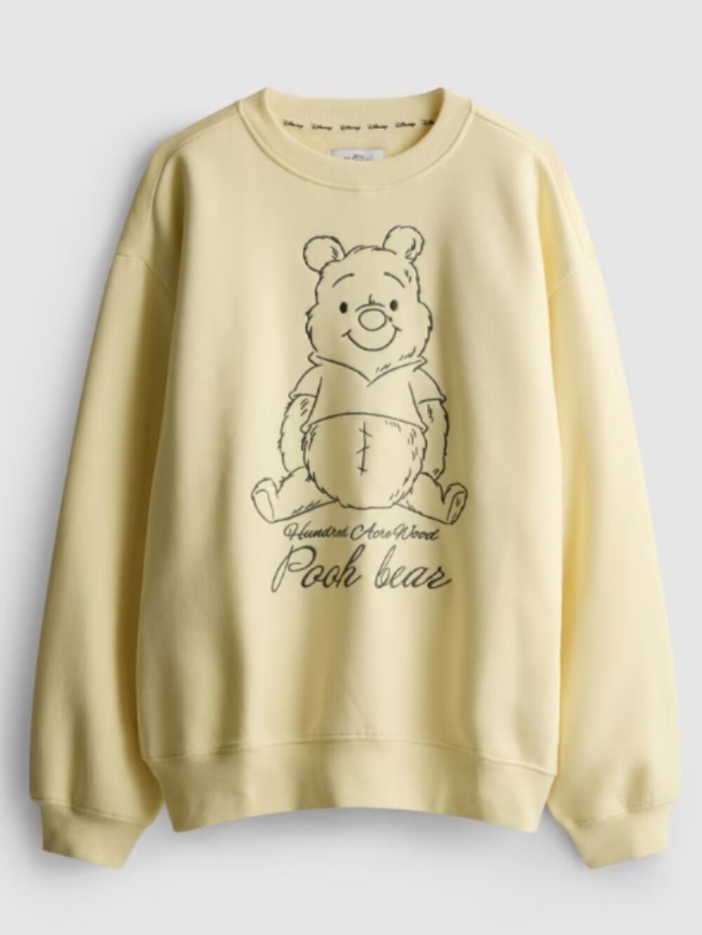 Disney Winnie the Pooh Sweatshirt Yellow Embroidered Vintage Grey
